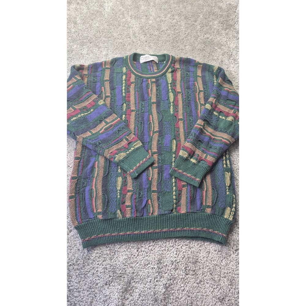 Vintage 90's Coogi Biggie‎ Style John Ashford Colorful Knit Sweater Men's Large